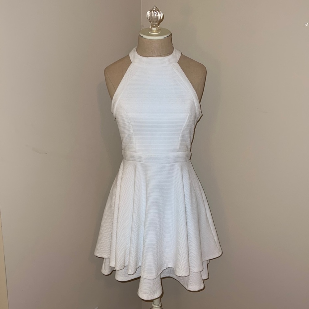 White high neck mini dress - Picture 1 of 2